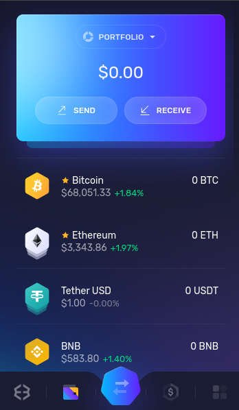 Screenshot vom Software Wallet Exodus im Chrome Browser.